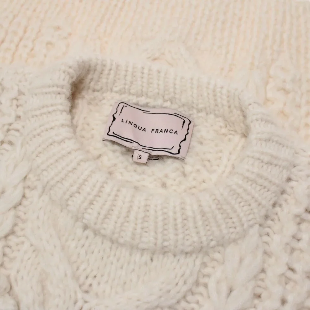 Lingua Franca NWOT Ski Bum Knit Sweater Size Small in Ivory Alpaca/Wool Blend - Picture 1 of 7